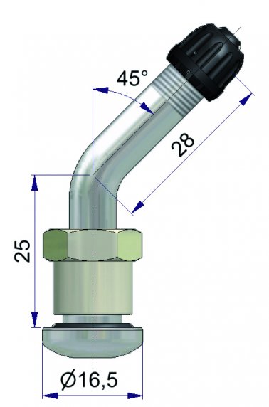 Valve Tubeless PL Coudée - 2123 Nickelée (10Pcs)