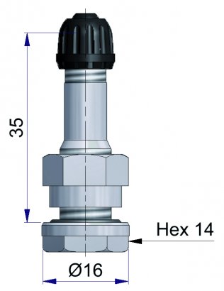 Valve Tubeless PL Droite Ø9,7 Nickelée 10Pcs